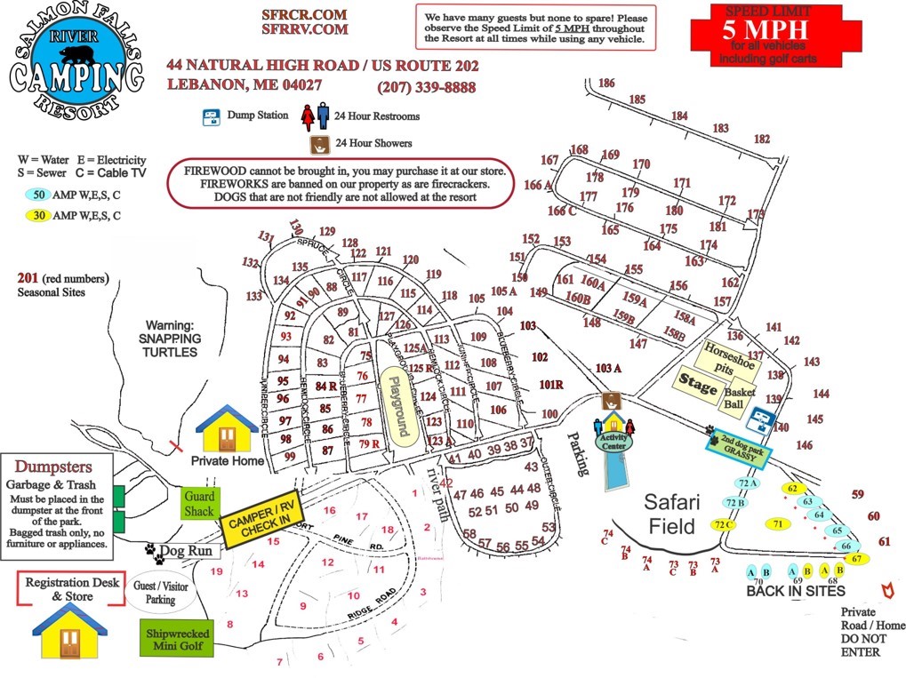 Salmon Falls River Camping Resort Site Map